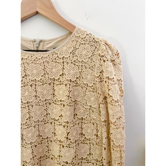 ⭐️ 3/$20 Eliza J Crochet Floral Sheath Dress Size 2 Cream Long Sleeve - Picture 3 of 10